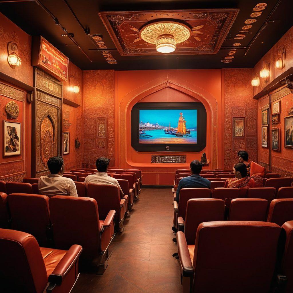 A visually engaging collage depicting the evolution of Indian adult content from vintage film reels to modern digital platforms. Incorporate symbolic elements like traditional cinema seats transitioning to sleek modern screens, with a backdrop of iconic Indian cultural motifs merging with contemporary technology. Emphasize the contrast between old-fashioned and tech-savvy aesthetics to illustrate the transition. Use dynamic lighting to evoke nostalgia and modernity. vibrant colors. digital art.